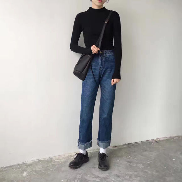 打底百搭拼色毛衣,日韩系风格搭配衣服