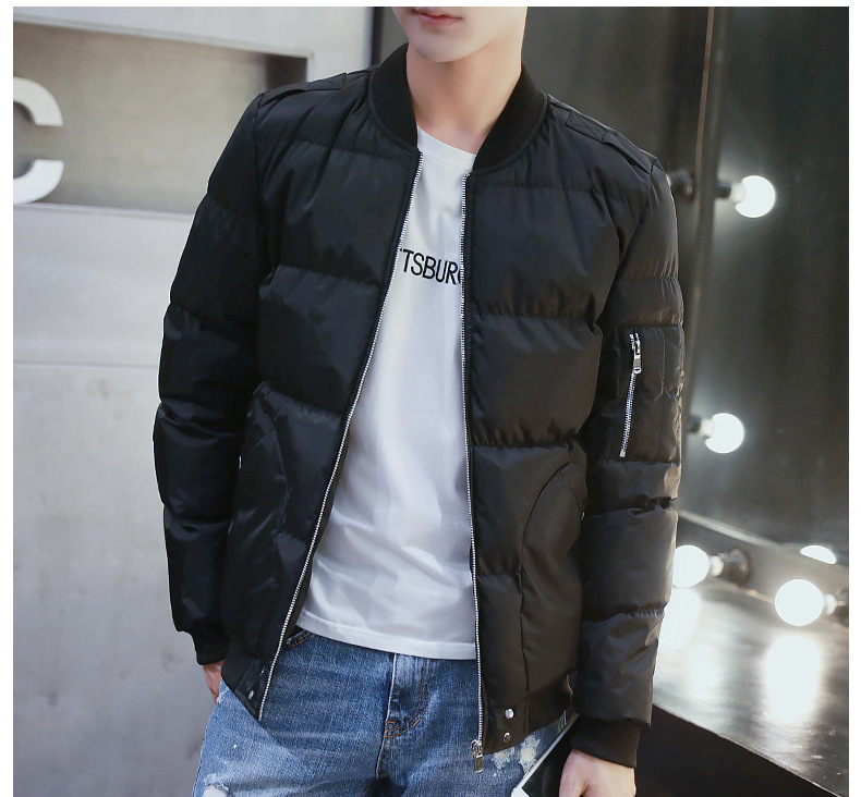 棒球领加厚棉服外套，冬日下的阳光型男