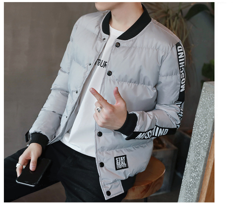 棒球领加厚棉服外套，冬日下的阳光型男