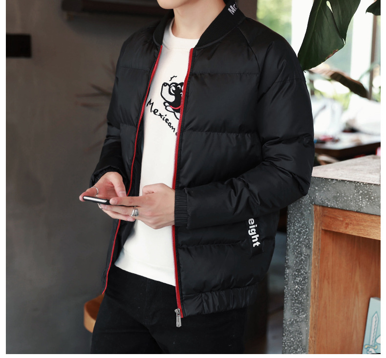 棒球领加厚棉服外套，冬日下的阳光型男