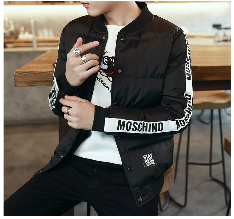 棒球领加厚棉服外套，冬日下的阳光型男