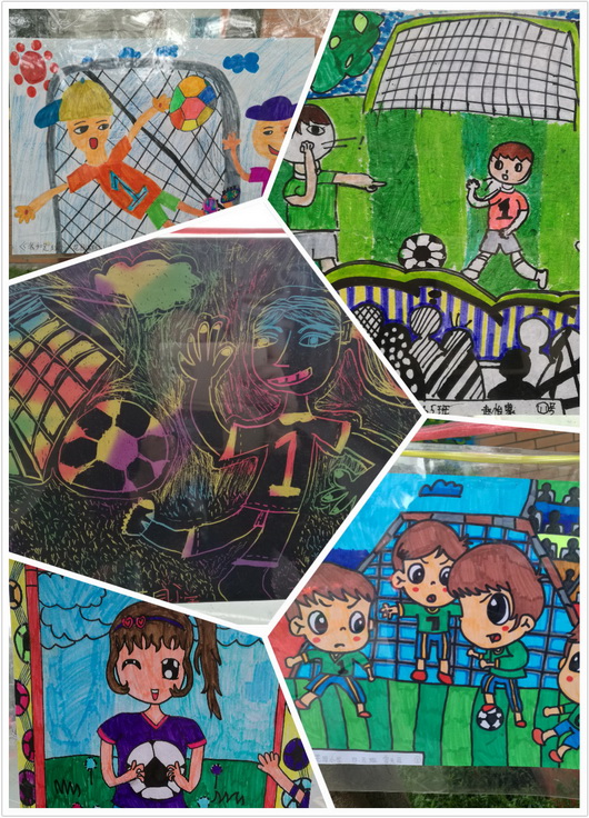 快乐足球为主题绘画高中生,快乐足球伴我成长绘画