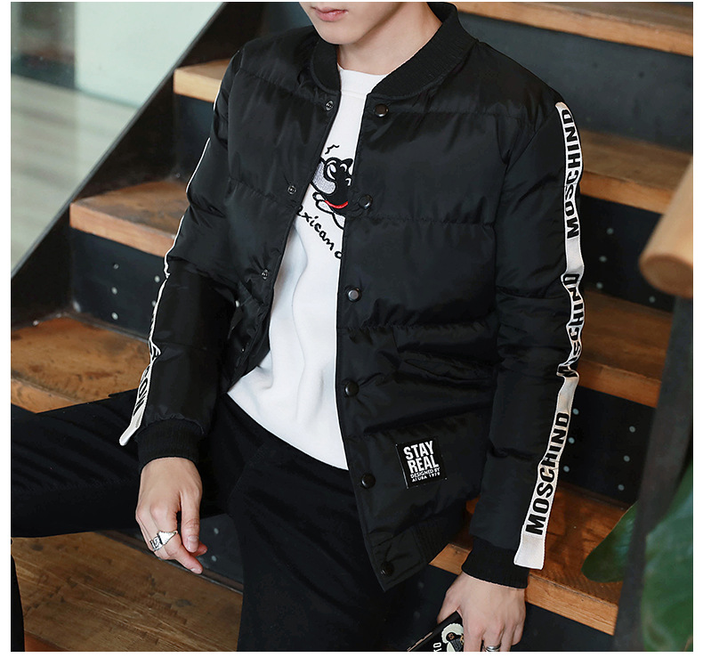 棒球领加厚棉服外套，冬日下的阳光型男