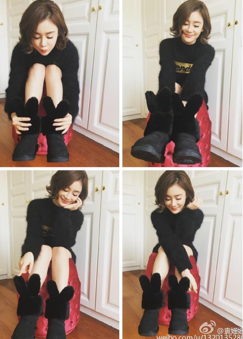 袁姗姗雪地靴视频,袁姗姗穿过膝长靴街拍