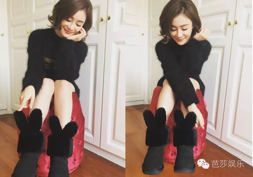 袁姗姗穿过膝长靴街拍,袁姗姗滑雪穿的浅粉色羽绒服