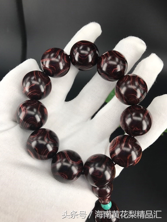 天价顶级海南黄花梨手串,国艺红越南黄花梨佛珠手串