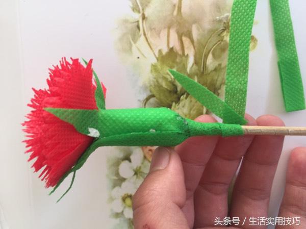 购物袋变废为宝康乃馨,购物袋做鲜花教程