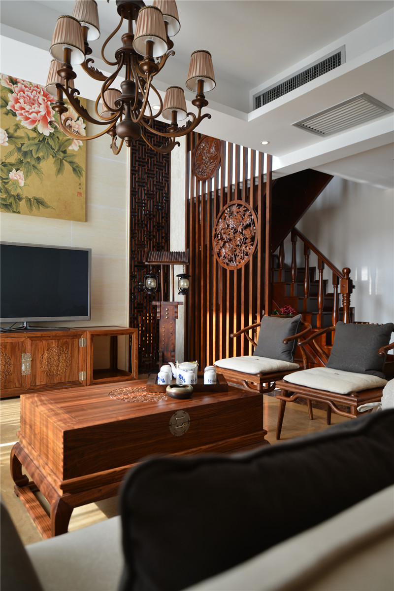 法式别墅红木装修,新中式装修红木家具别墅