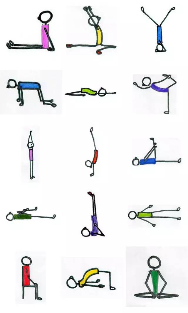 瑜伽小人体式画法教学,如何画瑜伽体式小人