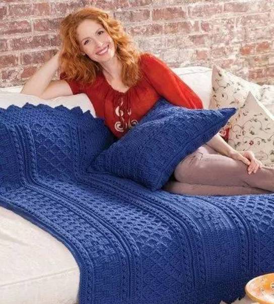 钩针拼花四叶草祖母方格毯,初学钩针100款盖毯教程