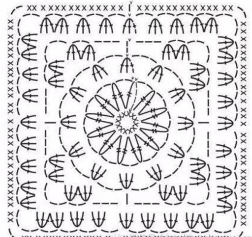 钩针拼花四叶草祖母方格毯,初学钩针100款盖毯教程