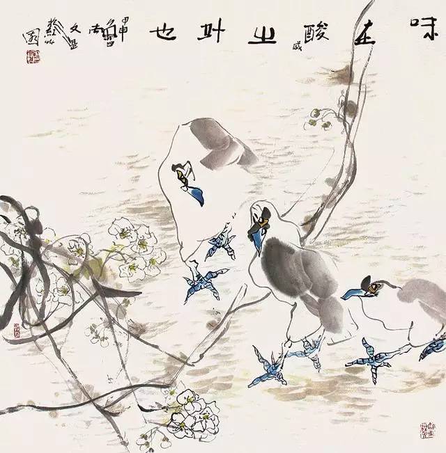 江文湛写意花鸟画荷花,江文湛花鸟画孔雀