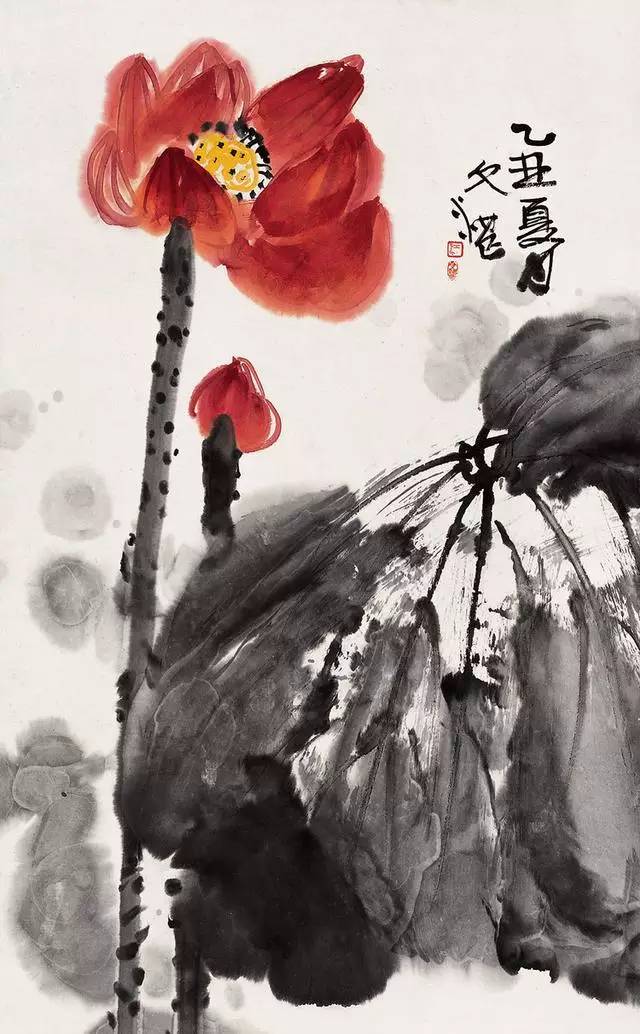 江文湛写意花鸟画荷花,江文湛花鸟画孔雀