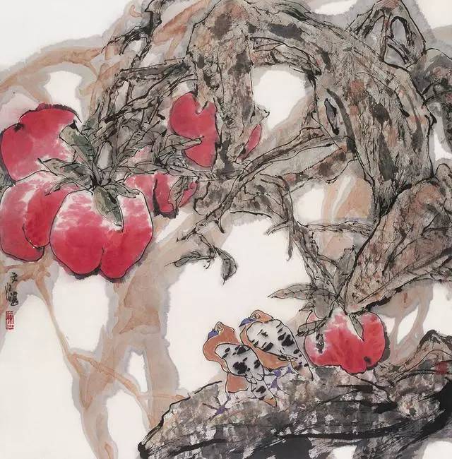 江文湛写意花鸟画荷花,江文湛花鸟画孔雀