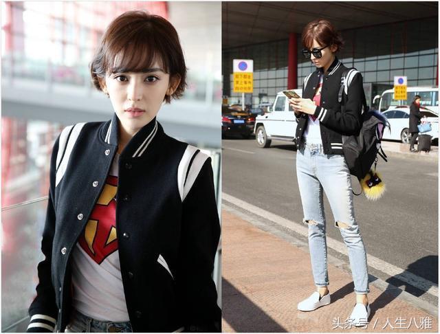 唐嫣黑色西装和娜扎,杨幂和唐嫣穿搭