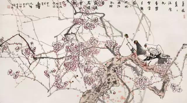 江文湛写意花鸟画荷花,江文湛花鸟画孔雀