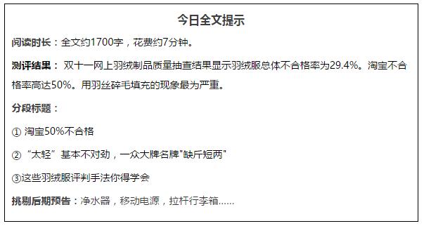 网购羽绒服不合格,劣质羽绒服测评