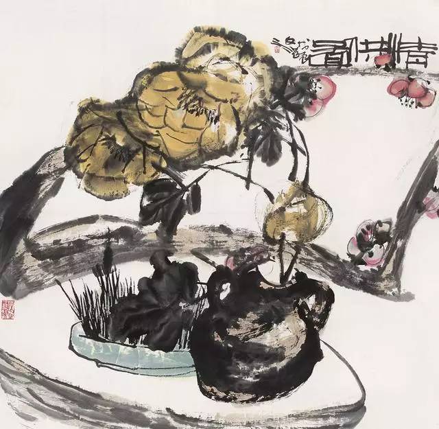 江文湛写意花鸟画荷花,江文湛花鸟画孔雀