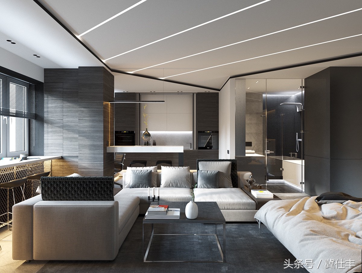 卧室悬浮床无主灯效果图,床可以折叠放到墙上吗