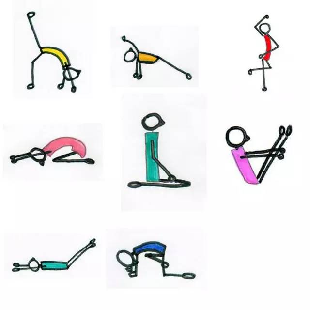 瑜伽小人体式画法教学,如何画瑜伽体式小人