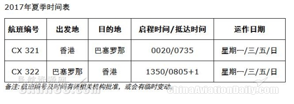 国泰航空是飞往泰国的吗,国泰巴塞罗那