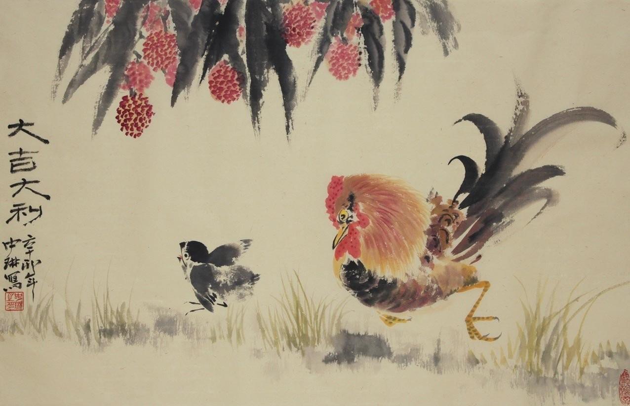 画鸡名家白燕君笔下的雄鸡百态,鸡年历代国画名家大鸡图片