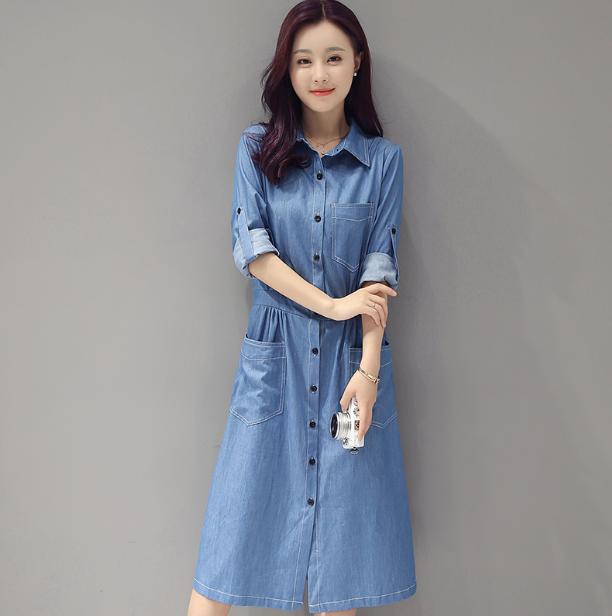牛仔连衣裙时髦,率性牛仔连衣裙