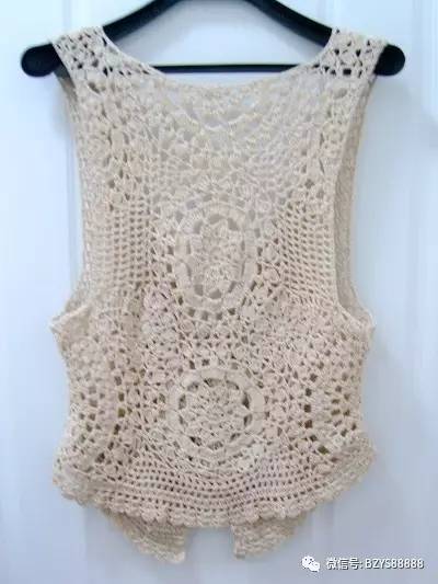 韩版复古钩花镂空针织马甲教程,韩版横织马甲图解