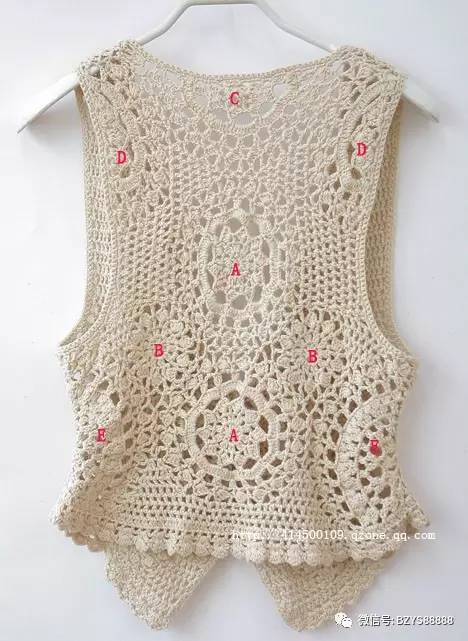 韩版复古钩花镂空针织马甲教程,韩版横织马甲图解