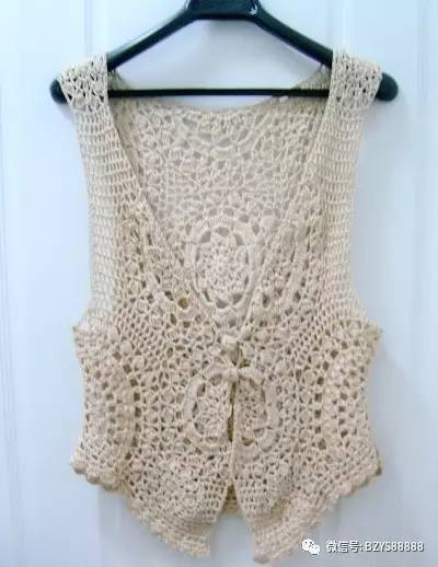 韩版复古钩花镂空针织马甲教程,韩版横织马甲图解