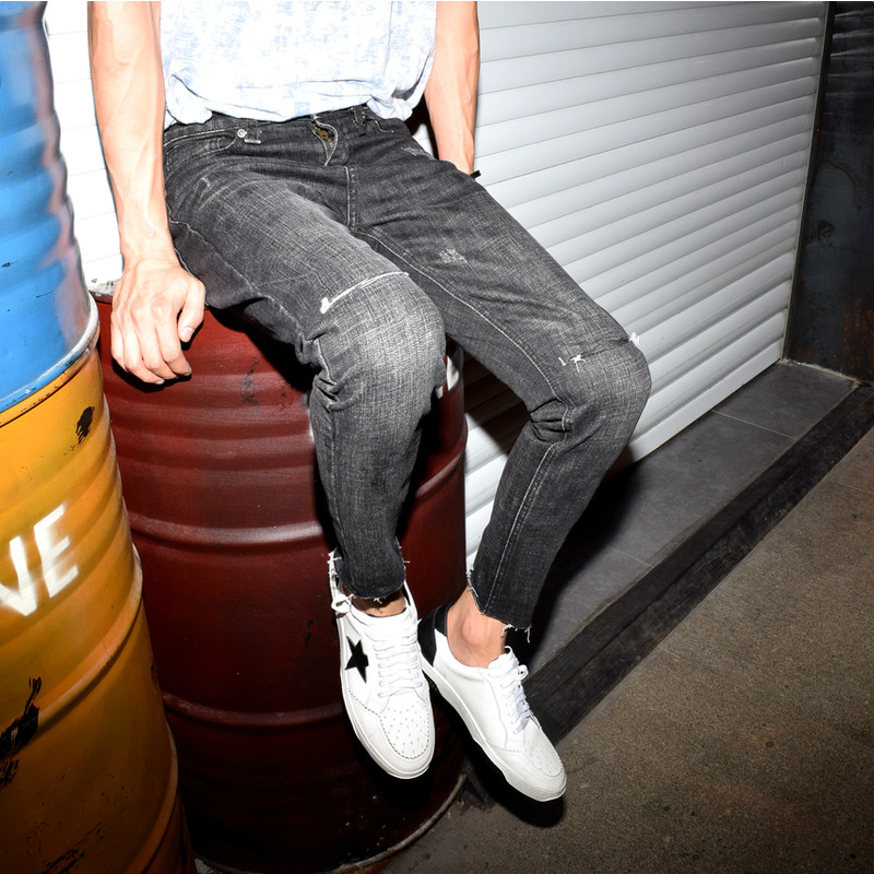 男士polo衫搭配破洞牛仔裤,男士破洞牛仔裤短裤怎么搭配