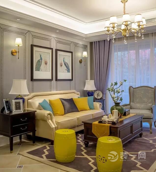 福州博仕后悦府127平美式3室1厅装修案例展示