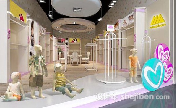 童装陈列展示设计效果图商场,40平童装展厅设计效果图