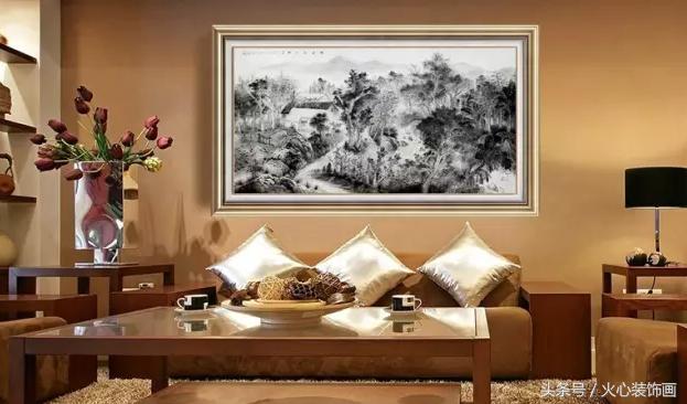 千里江山图新中式客厅装饰画,新中式客厅玉雕装饰画