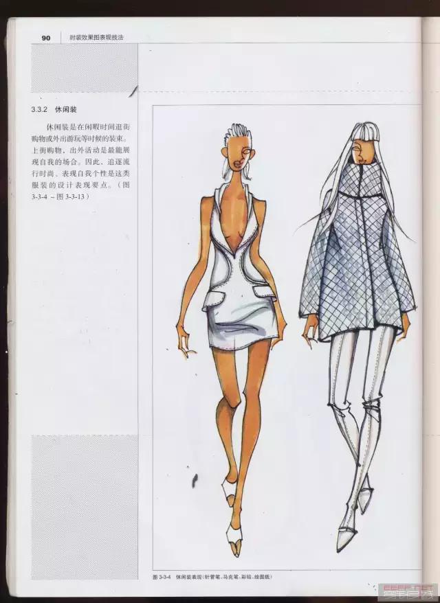 服装插图手绘教程,时装画手绘服装效果图