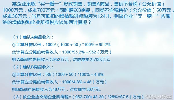 买赠行为税务处理,买一赠一的方式销售货物会计处理