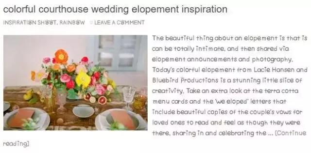 2017年超优秀的100个国外婚礼博客，赶紧收藏！错过无