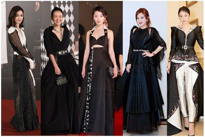金像奖红毯图集,金像奖红毯穿黑色深v女艺人
