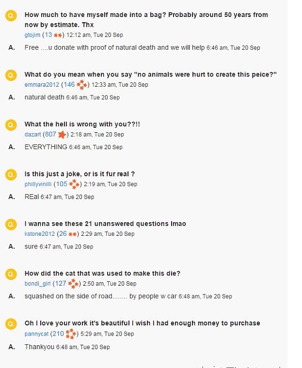 国外公然叫卖由真猫做成的包，价格高达1万竟然还被抢断货