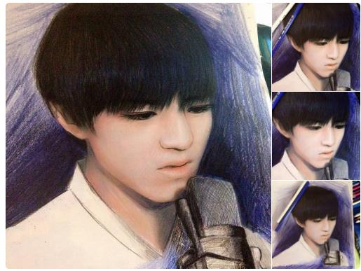 卡通人物鹿晗铅笔画,画风少年感十足的画