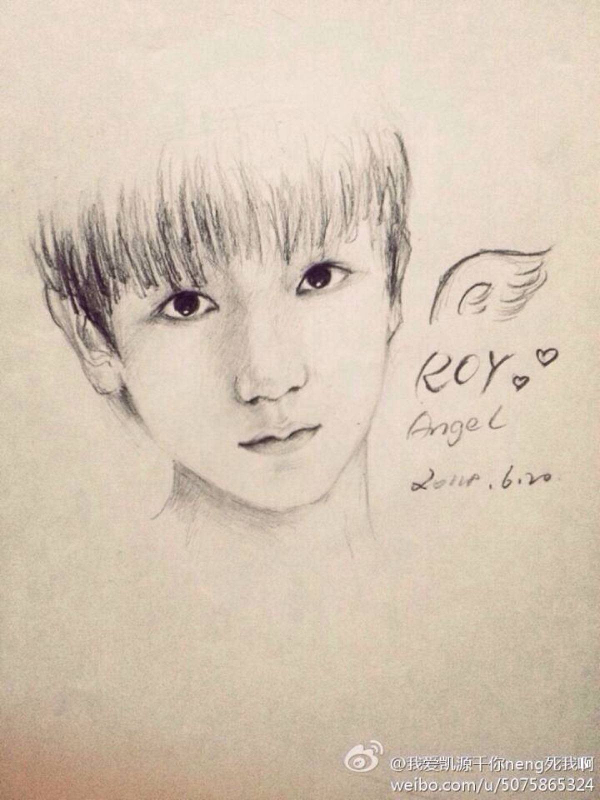 卡通人物鹿晗铅笔画,画风少年感十足的画