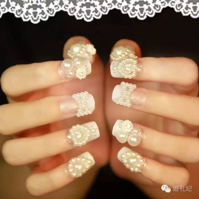新娘美甲裸色系短甲,最近新娘美甲火爆款