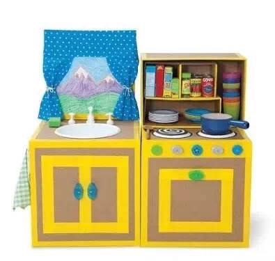 废纸箱做户外儿童玩具,废纸箱做可爱的宝宝