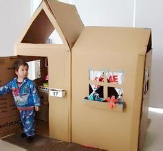 废纸箱做户外儿童玩具,废纸箱做可爱的宝宝