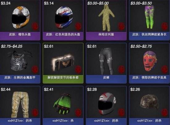 H1Z1交易,h1z1皮肤价格表