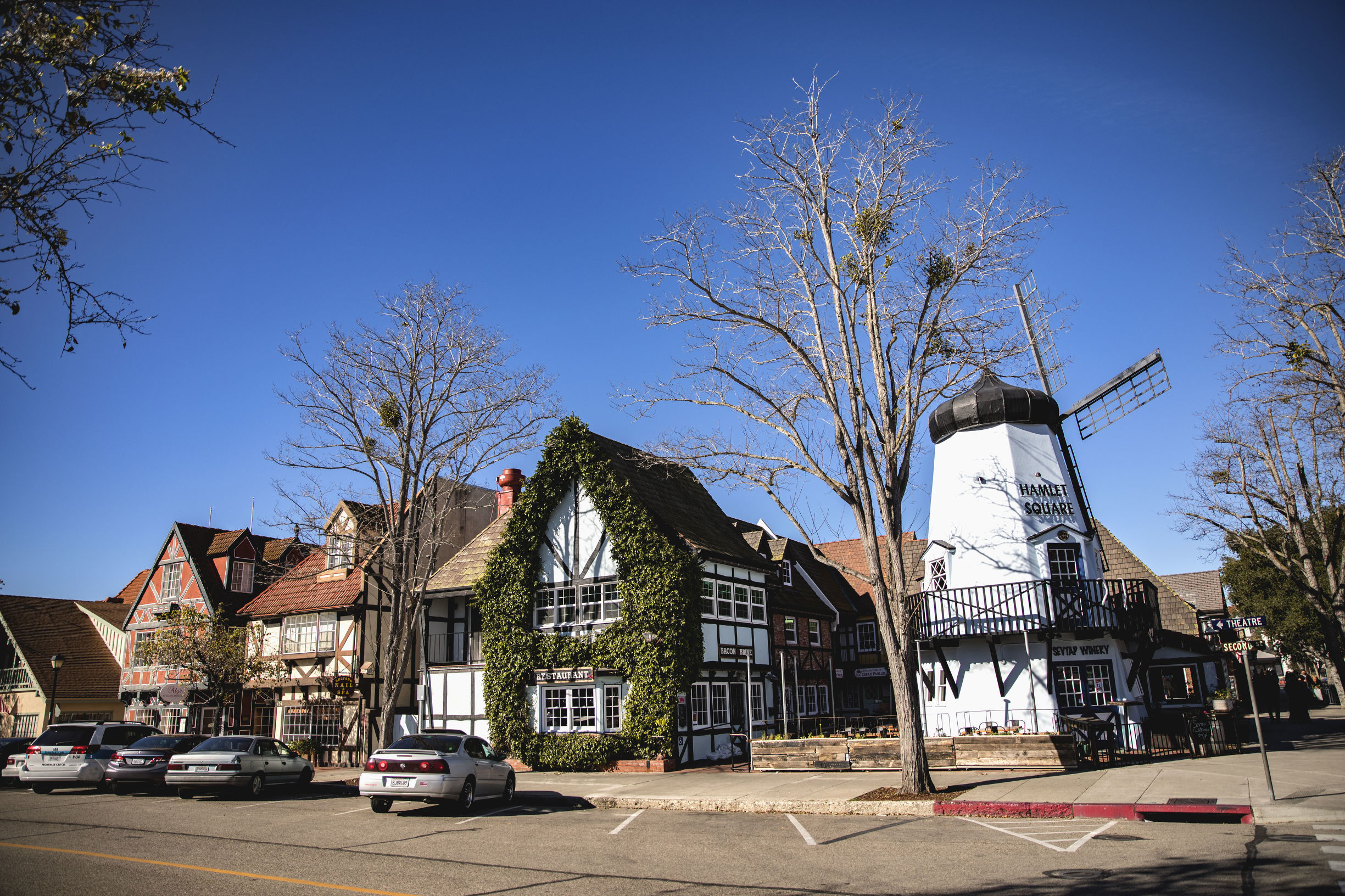 沐浴阳光下的田野,美国丹麦小镇索尔文