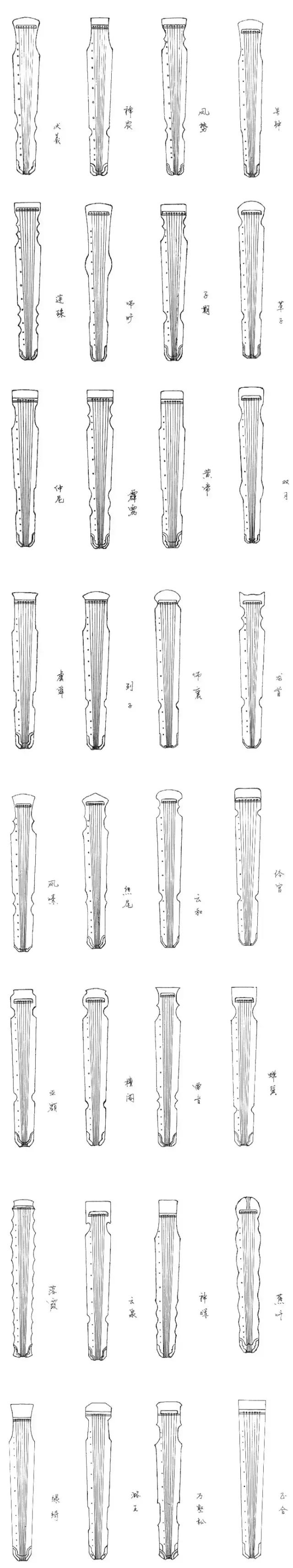 中国历代古琴图片大全,中国古琴图谱