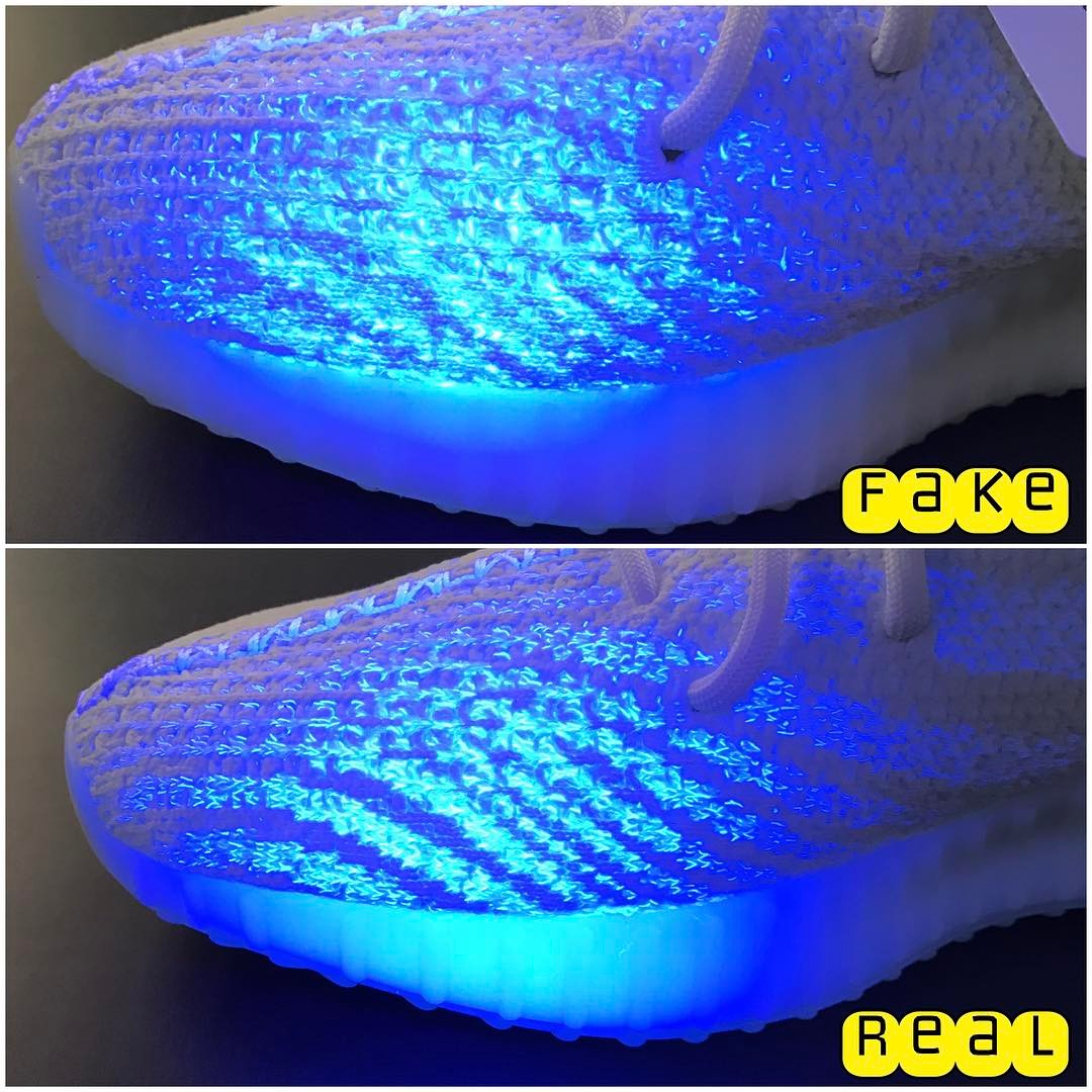 真假yeezy350对比冰蓝,如何对比真假yeezy350v2灰芝麻