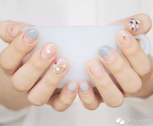 高级质感莫兰迪磨砂美甲,高级质感美甲ins风带钻