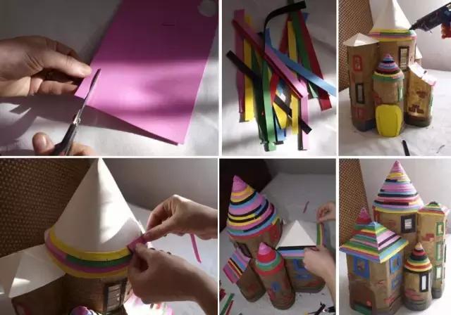 自制用塑料瓶做的特别大城堡,手工制作幼儿园废物利用梦幻城堡